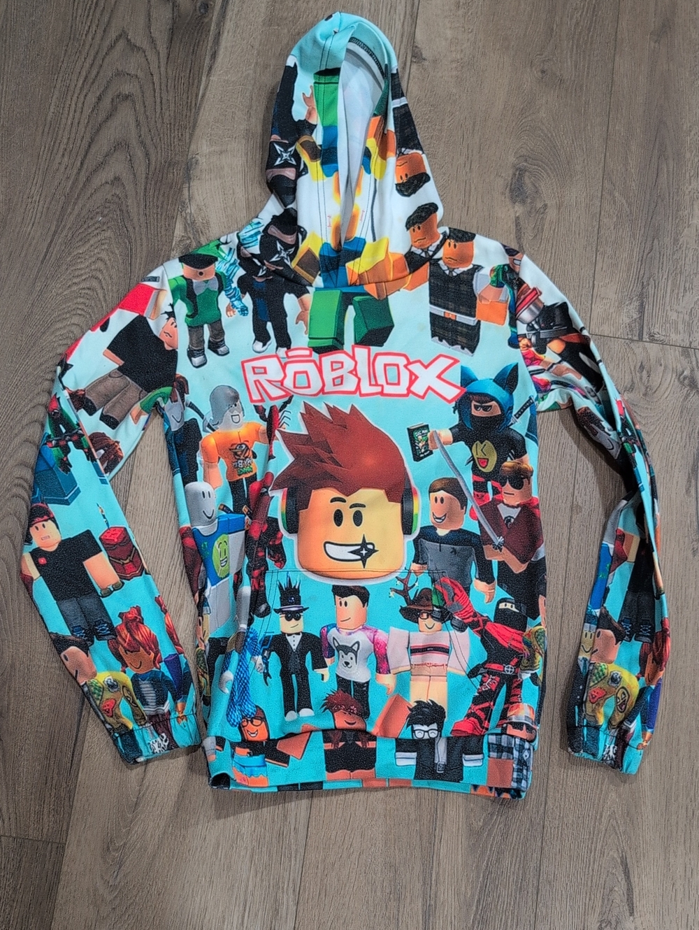 Roblox Light Blue Graphic Pullover Hoodie
